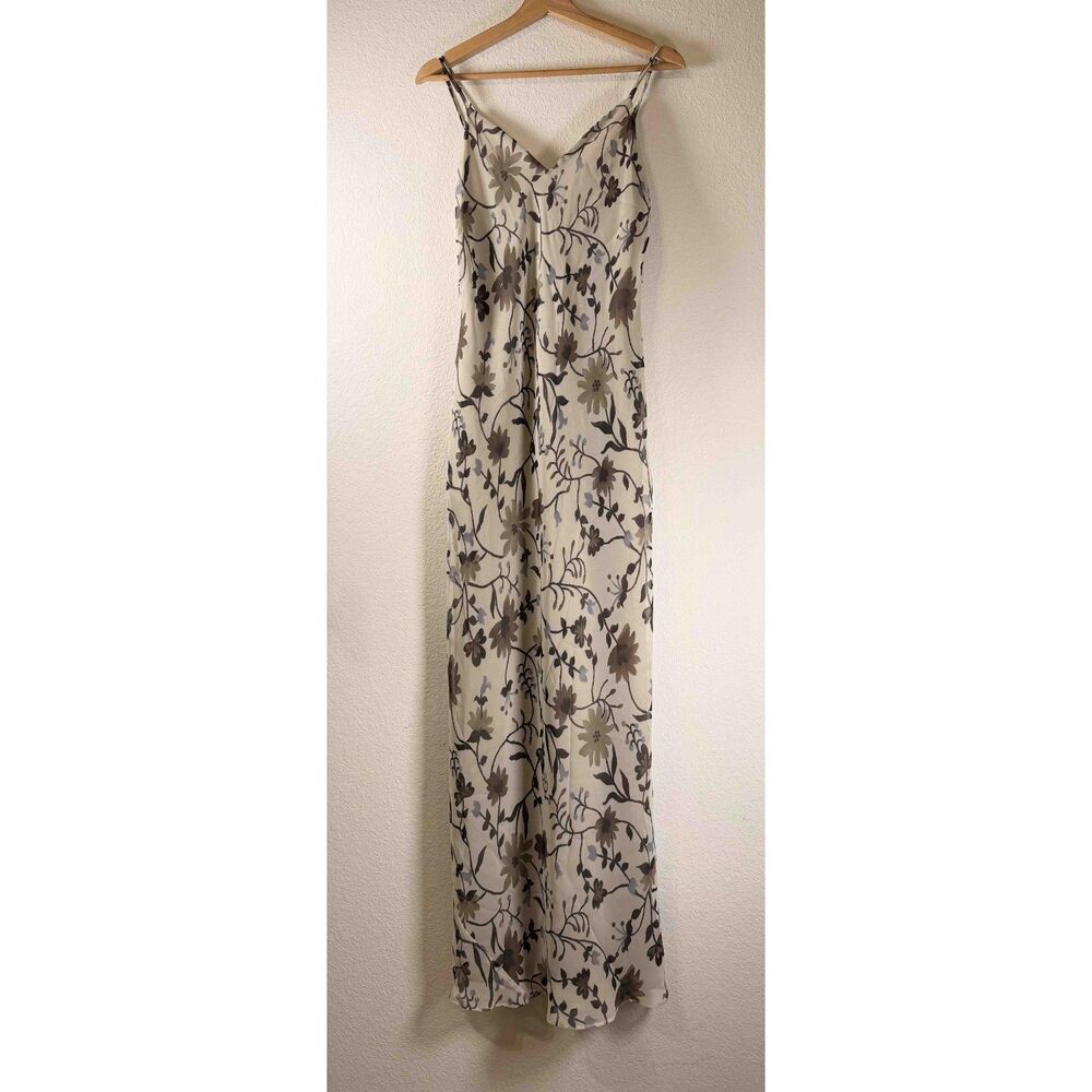 Vintage 90s Laundry by Shelli Segal Muted Floral Chiffon Slip Maxi Dress 10